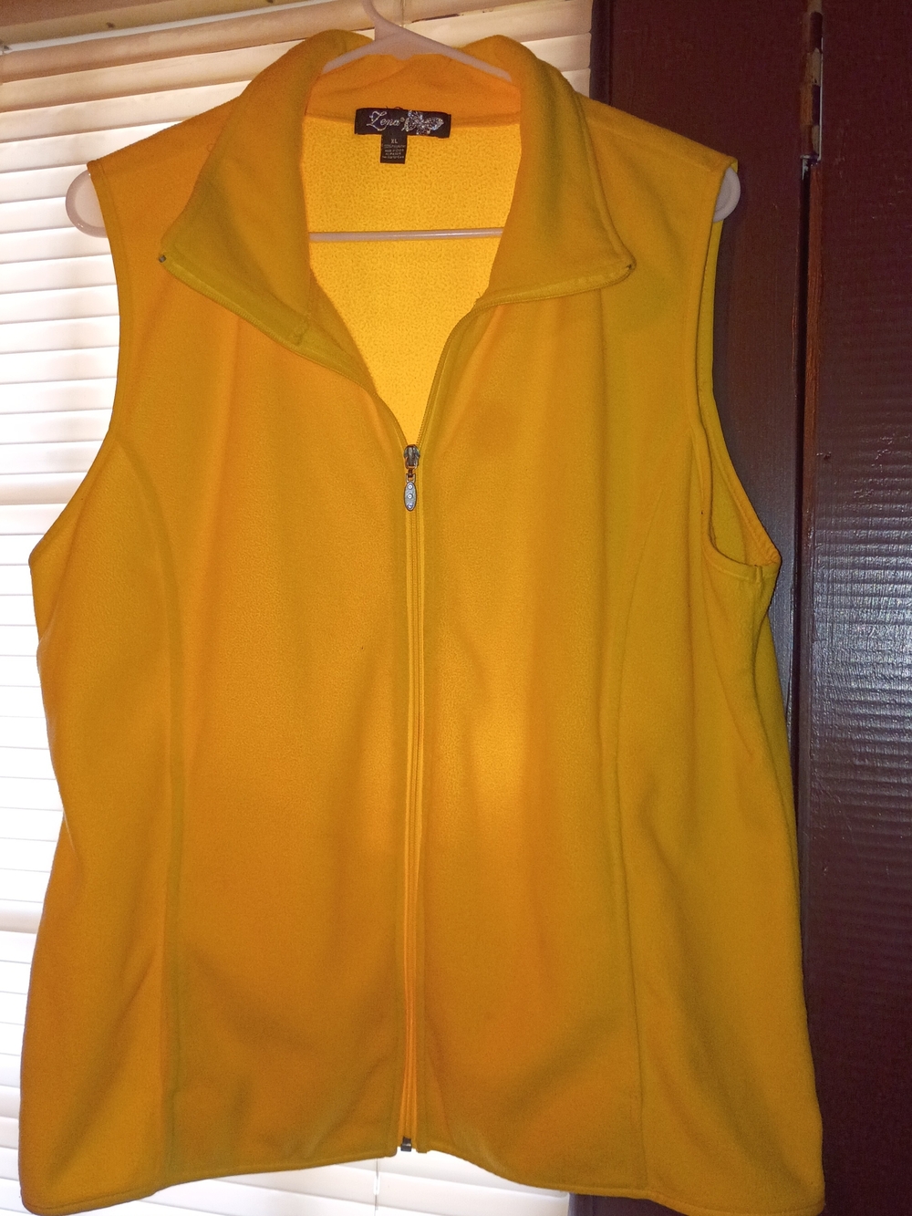 Lena Sleeveless Zip-Front Fleece Vest in Yellow